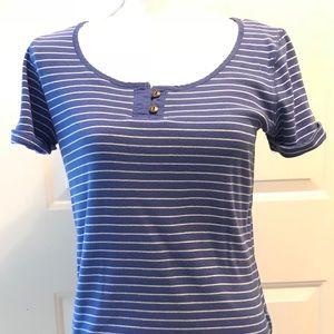 Jones New York Blue & White Stripe Sport T. SizeM